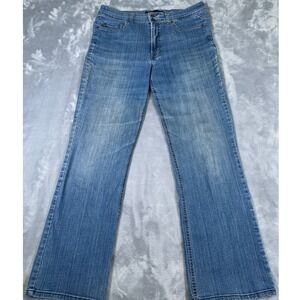 Bandolino Blu Womens 12 Bootcut Jeans Med. Wash Blue Embroidered Pockets Y2K
